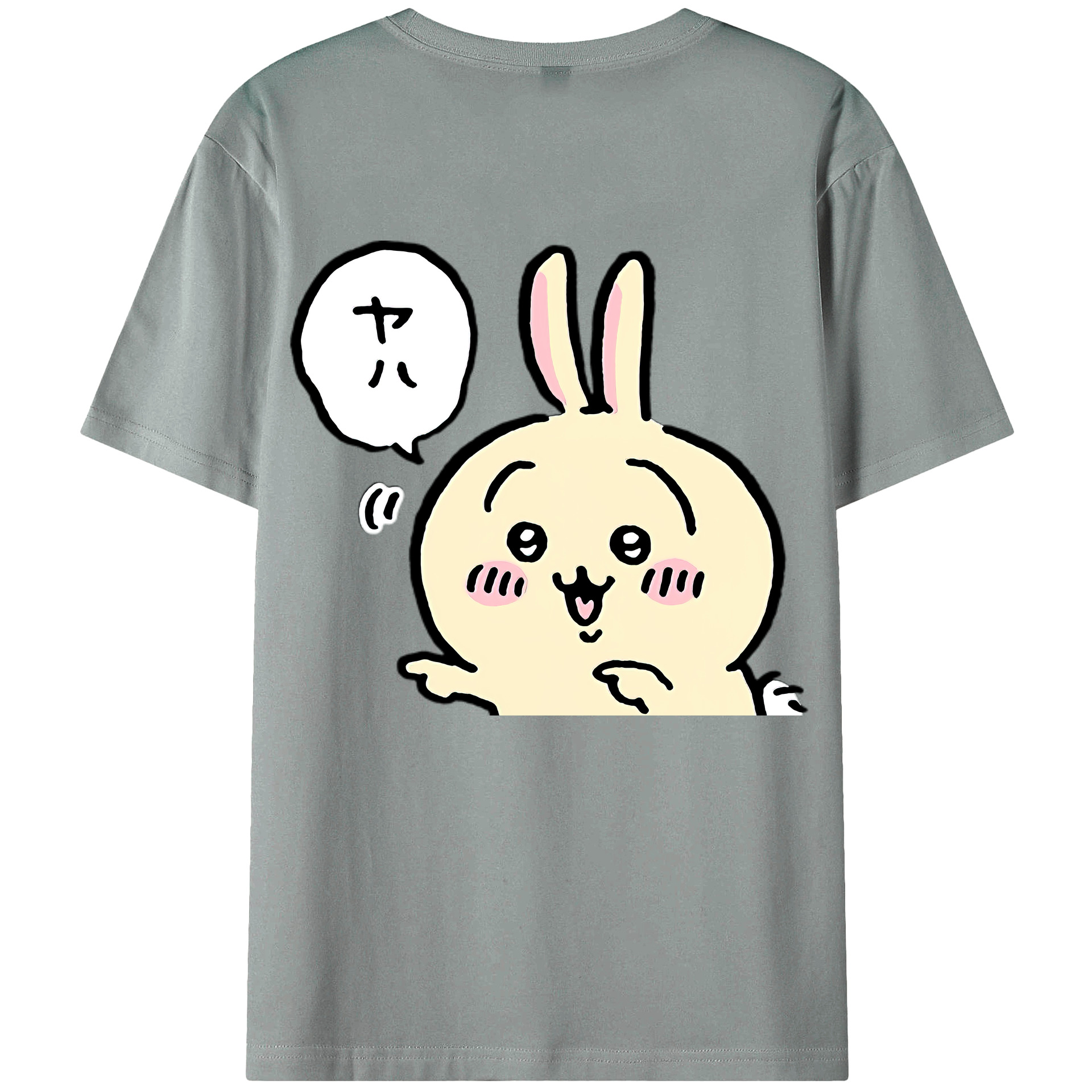 （画像用） ちいかわ うさぎ Chii-kawa usagi 綿100％ メンズ半袖Tシャツ（バックプリント） 通気性